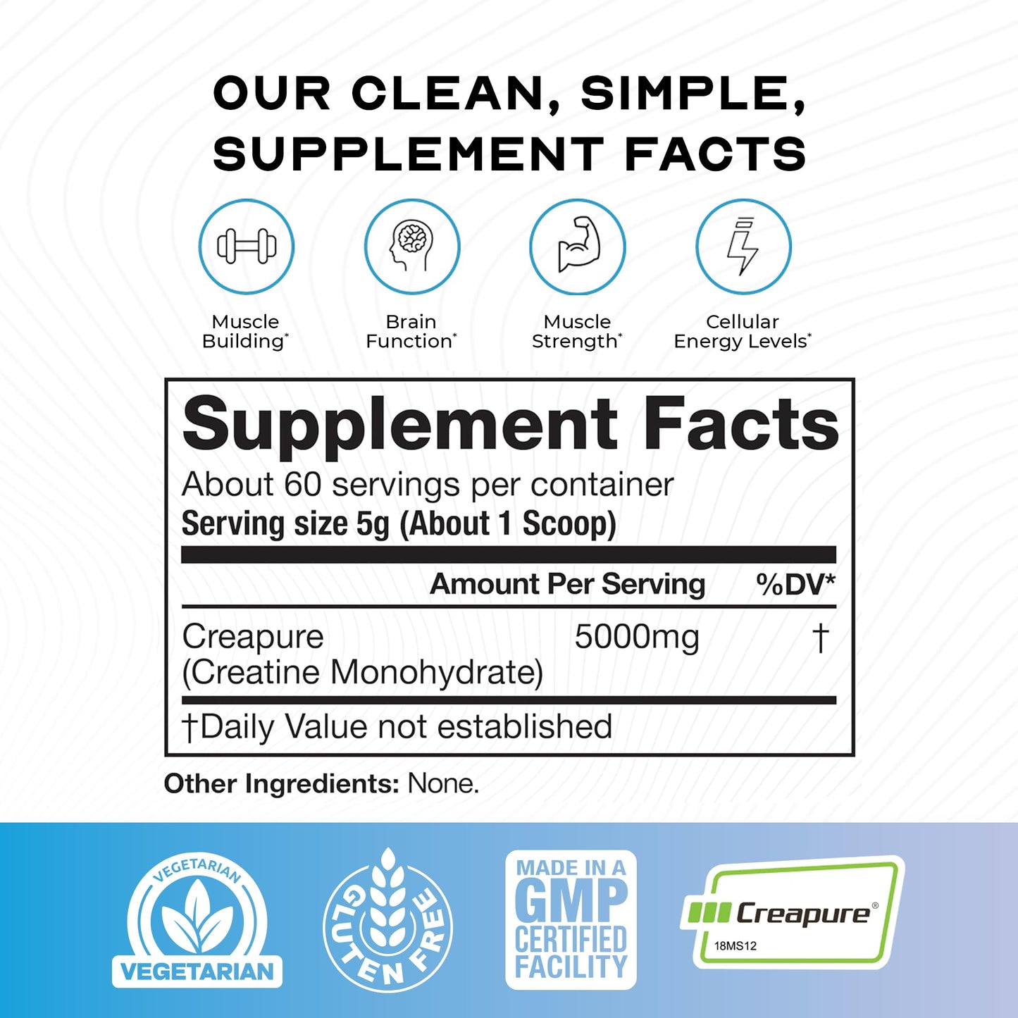 Muscle Feast Creapure Creatine Monohydrate Powder, Vegan Keto Friendly Gluten-Free, Mass Gainer, Muscle Recovery Supplement and Trusted Creatine for Muscle Growth