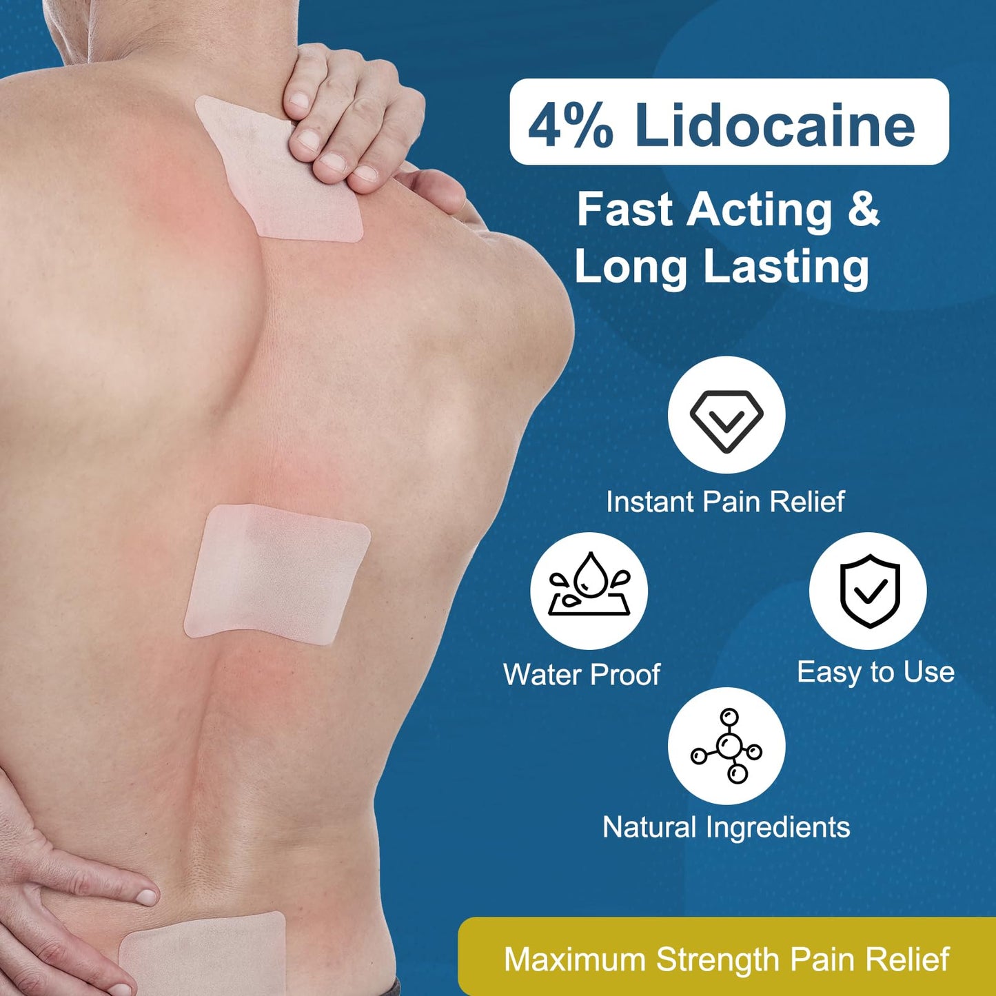 Teemofe 4% Lidocaine Pain Relief Patches – Maximum OTC Strength, Fast-Acting Targeted Relief, 30 Count, for Everyday Muscle & Joint Discomfort - 260130-2 TeemofeBuy Supplements Australia