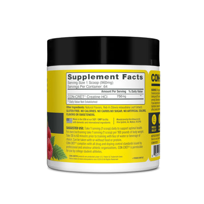 CON-CRET Creatine HCl Powder | Muscle, Cognitive, Cellular Energy Support | No Bloating or Cramps | USA Made & NSF Certified | Raspberry (64 Serving) CON-CRETBuy Supplements Australia