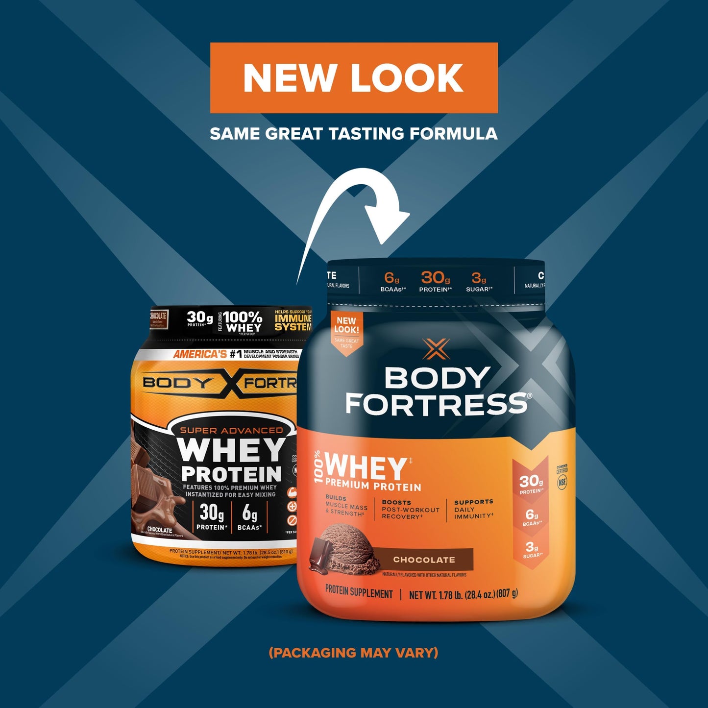 Body Fortress 100% Whey, Premium Protein Powder, Chocolate, 1.78lbs, Packaging May Body FortressBuy Supplements Australia
