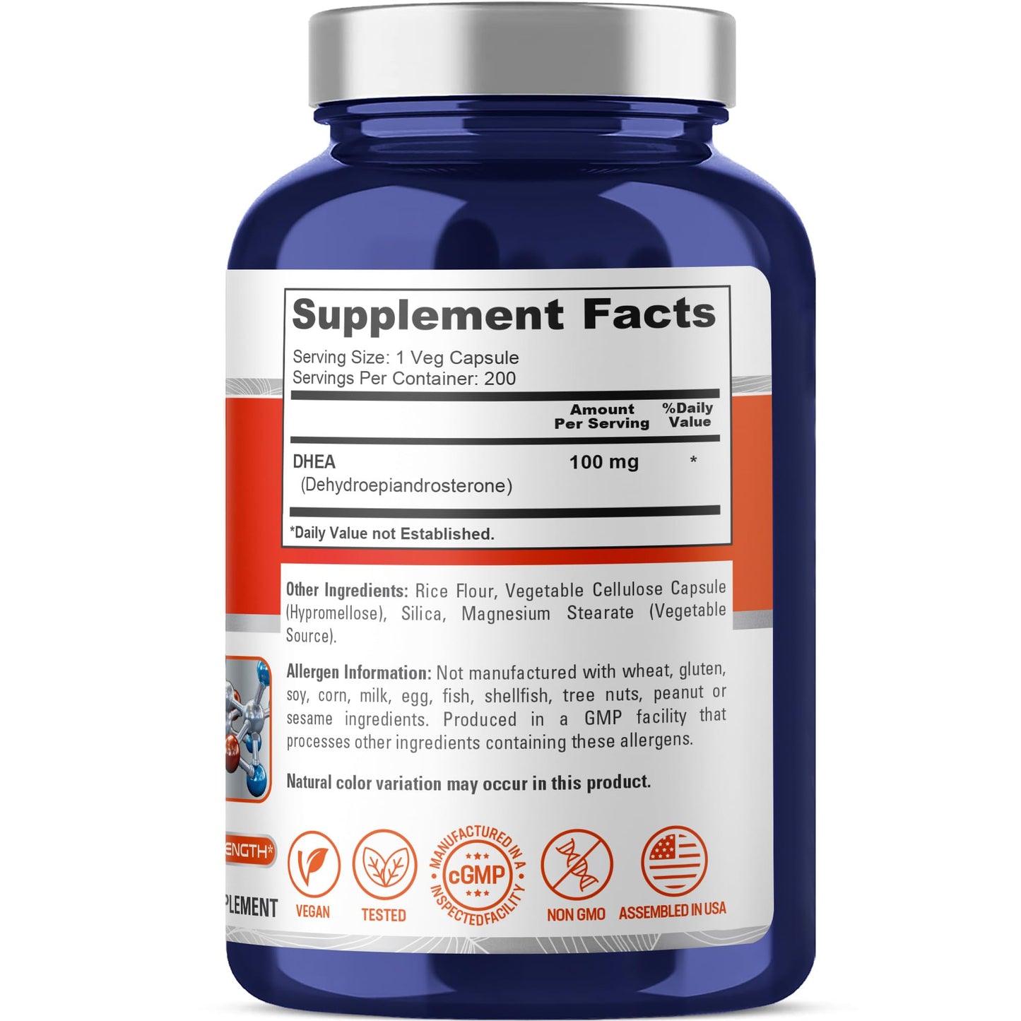 NusaPure DHEA 100mg 200 Veggie Capsules (Vegetarian, Non-GMO) NusaPureBuy Supplements Australia