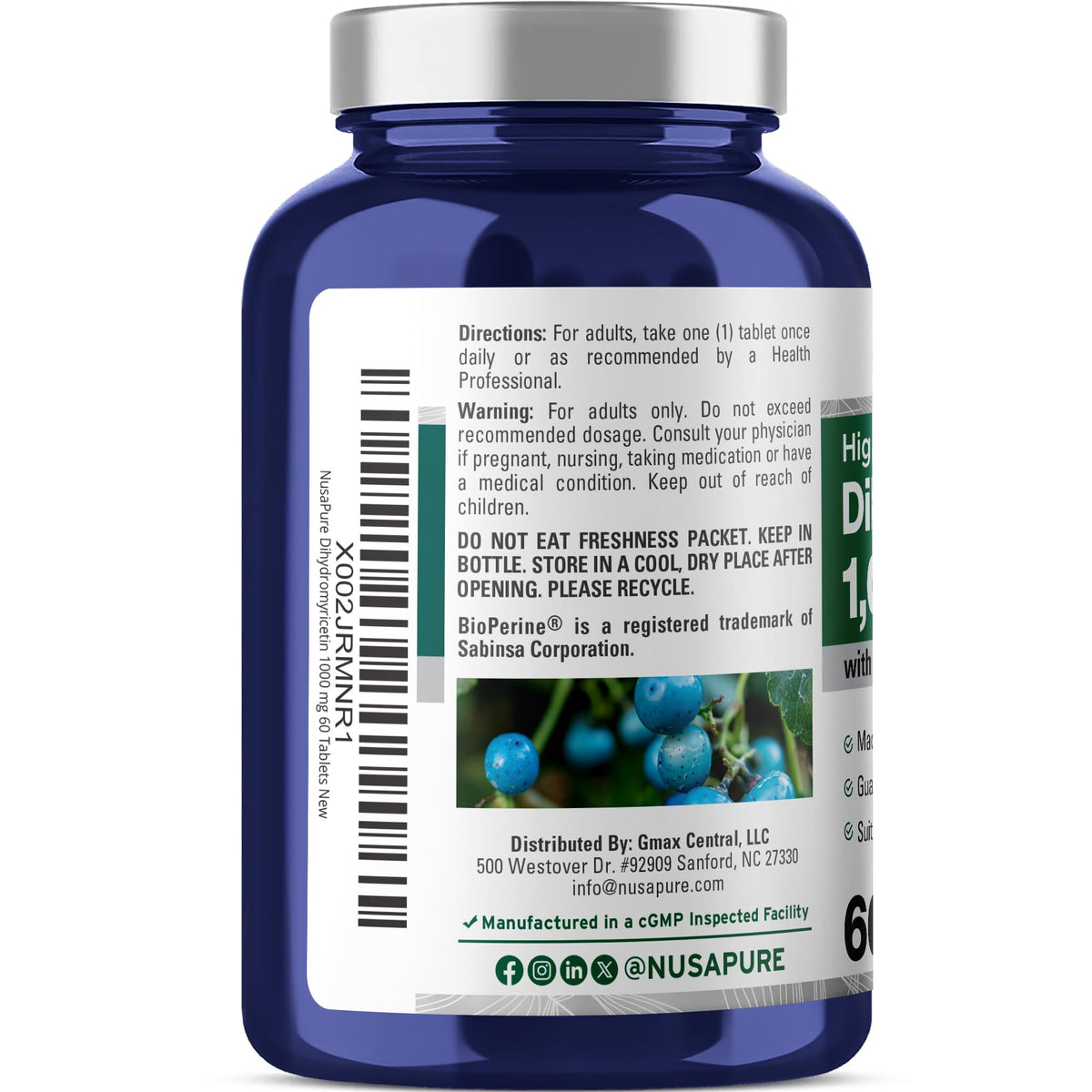 NusaPure Dihydromyricetin (DHM) 1,000mg 60 Veggie Tablets (No GMO & 100% Vegetarian) NusaPureBuy Supplements Australia