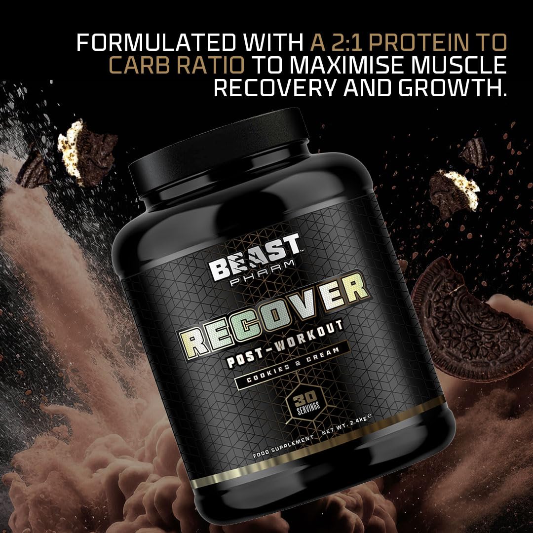 Beast Pharm | Recover Whey Protein Powder | 2.4kg/30 Servings | Cookies & Cream Beast PharmBuy Supplements Australia
