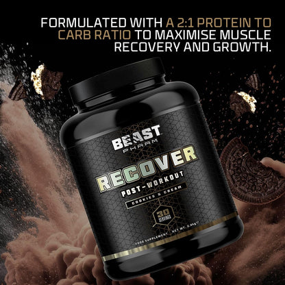 Beast Pharm | Recover Whey Protein Powder | 2.4kg/30 Servings | Cookies & Cream Beast PharmBuy Supplements Australia
