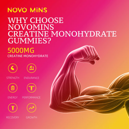 NSF Certified Creatine Gummy - Creatine Monohydrate Gummies 5000mg for Men & Women, Chewables Creatine Monohydrate for Muscle Strength, Muscle Builder, Energy Boost, Pre-Workout Supplement(120 Count) novominsBuy Supplements Australia