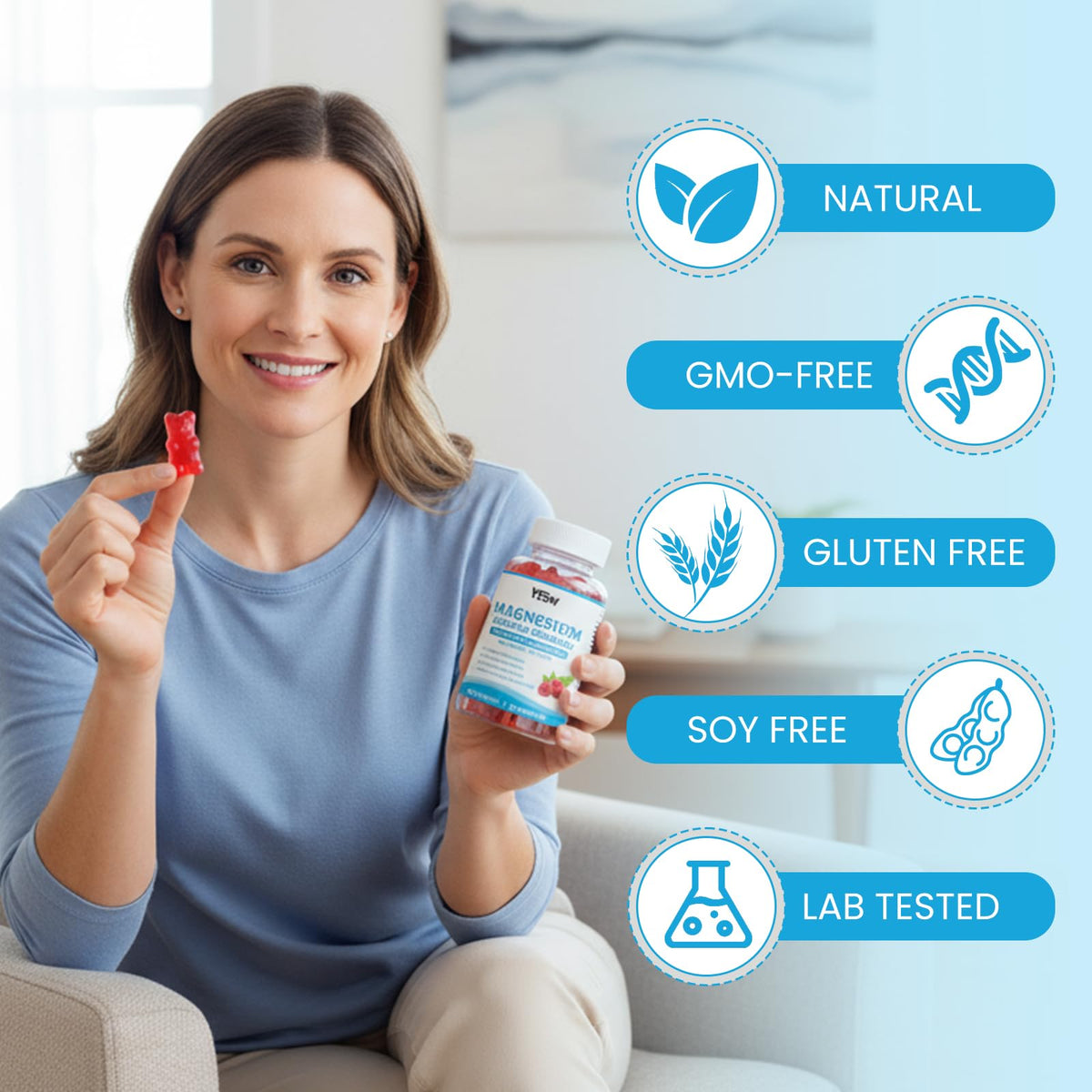 Magnesium Complex Gummies 8 Elemental 1000mg - Magnesium Glycinate, Citrate, Malate, Taurate, Supports Bones, Muscle, Nerve Health, for Women & Men, Vegan Non-GMO, Raspberry Flavor, 60 Count YXSW buy supplements Au
