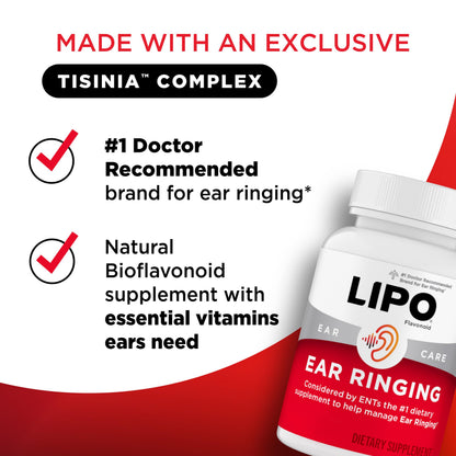 Lipo Flavonoid Ear Ringing - Doctor-Recommended for Ringing Ears – Clinically Proven Lemon Bioflavonoid Complex with Vitamins C, B1, B2, B6, B12,