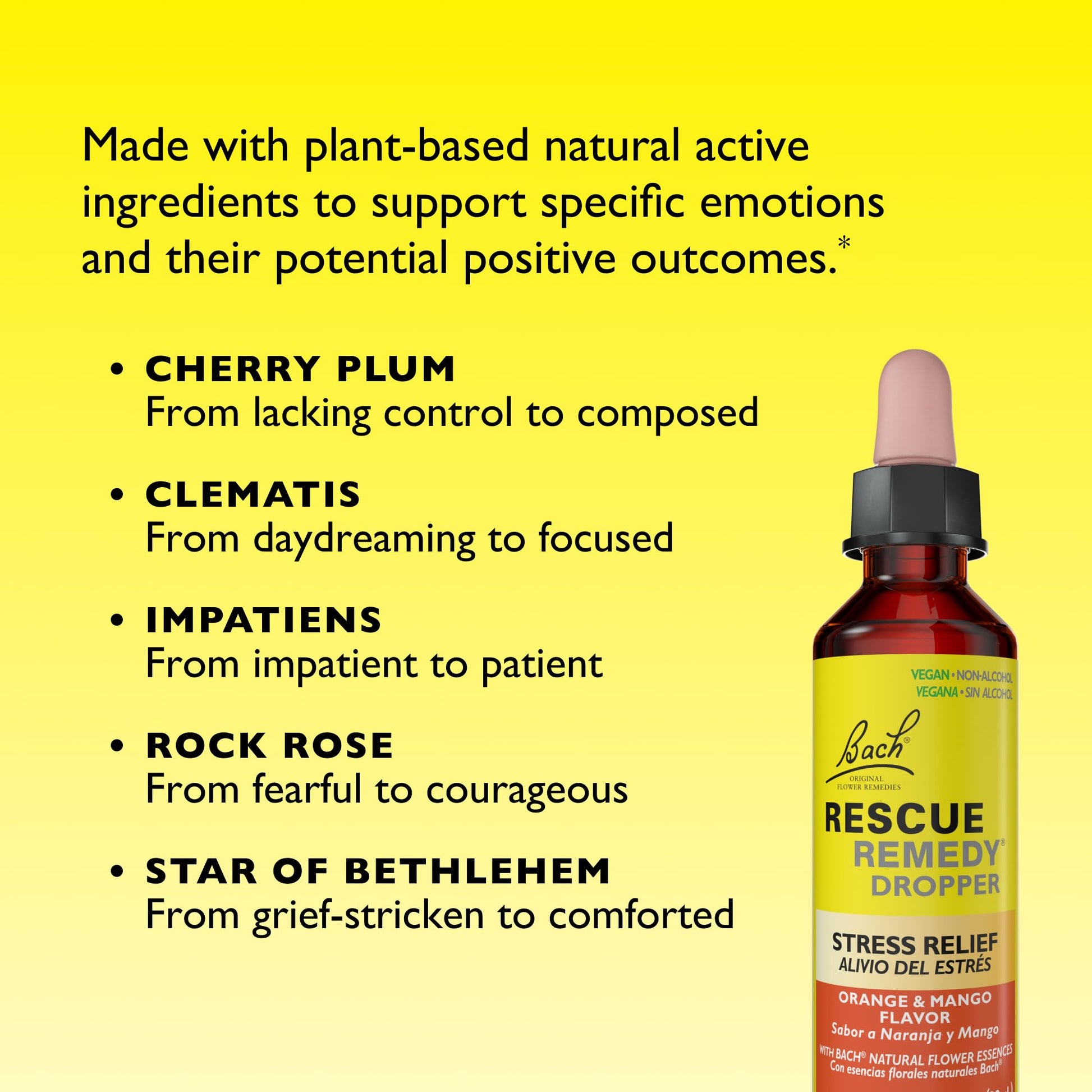 Bach RESCUE Remedy, Orange Mango Flavor, Stress Relief, Homeopathic, Flower Essences, 20mL RESCUE buy supplements Au