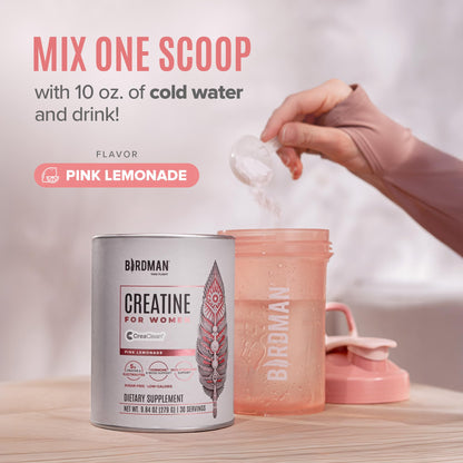 BIRDMAN Creatine for Women | Creatine Monohydrate Powder with Myo & D-Chiro Inositol, Hyaluronic Acid, Zinc, Electrolytes and Vitamins | Sugar Free, Pink Lemonade | 30 Servings BIRDMANBuy Supplements Australia