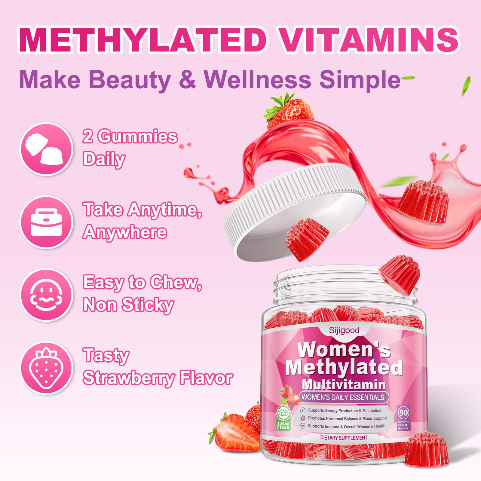 Sijigood 90 Count | Methylated Multivitamin Gummies for Women – Womens Multivitamin Gummies with B Complex, Minerals, CoQ10, Myo-Inositol for Energy, Hormone Balance & Immune Support Sugar Free SijigoodBuy Supplements Australia