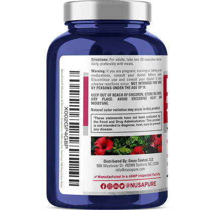 NusaPure D-Mannose Complex 1400 mg (with Hibiscus and Cranberry) - 180 Veggie Caps Non-GMO & Vegan NusaPureBuy Supplements Australia