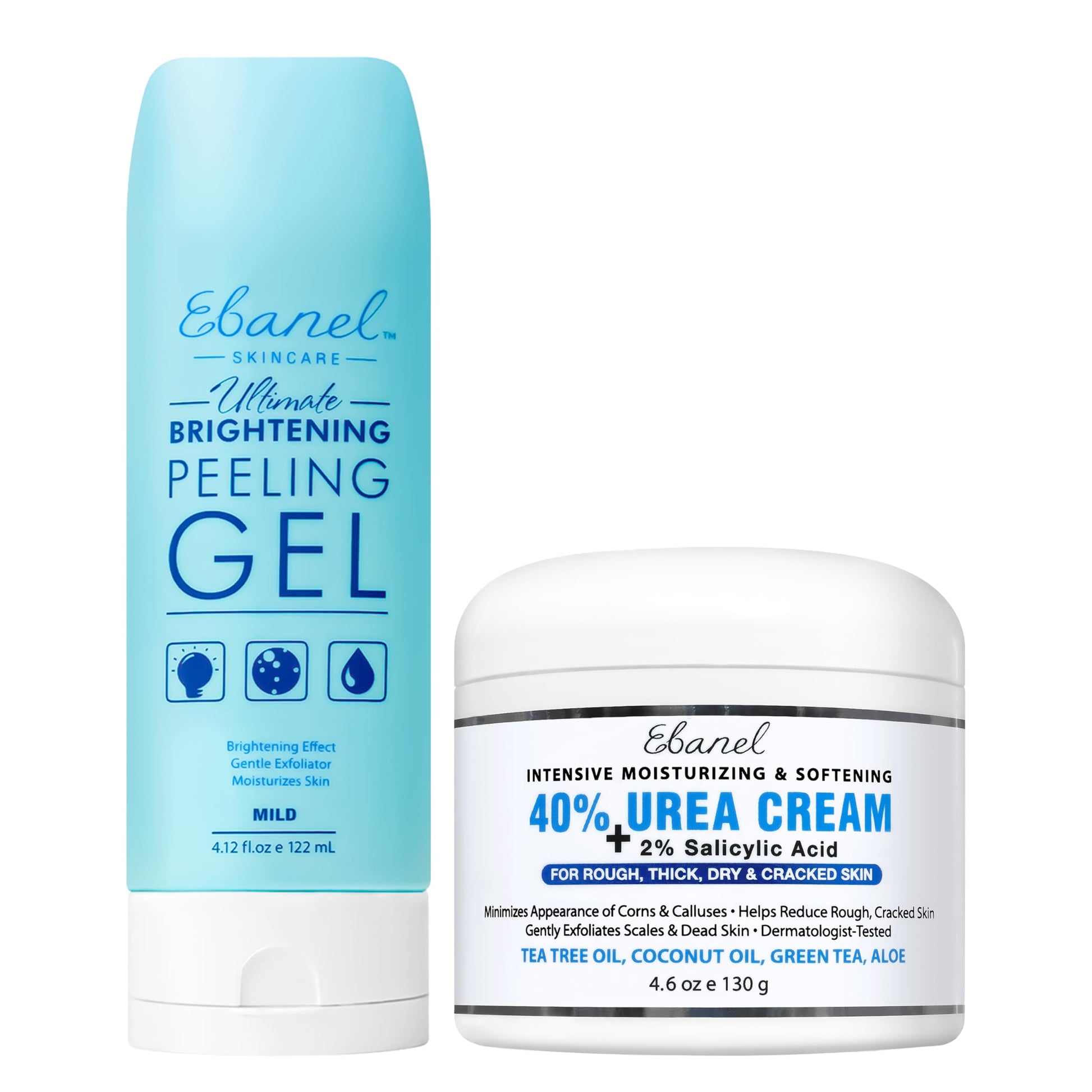 Ebanel Bundle of 40% Urea Cream 4.6 Oz, and Exfoliating Face Scrub Peeling Gel 4.12 Oz Ebanel buy supplements Au