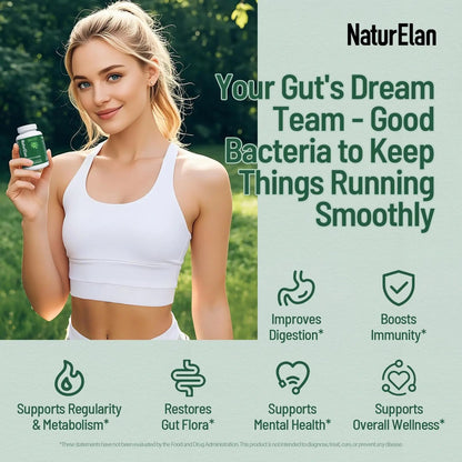 Probiotics for Women & Men - 120 Billion CFU, 17 Powerful Strains for Gut Health, Immunity & Fast Bloating Relief, Third - Party Tested, Non-GMO & Vegan Probiotics Formula for Digestive Health, 60 CT NaturElanBuy Supplements Australia