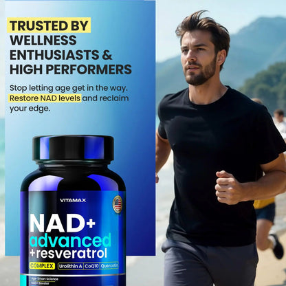 Liposomal NAD+ Supplement Extra Strength | Urolithin A, Resveratrol, CoQ10 - Women & Men - ALA, Green Tea, Quercetin, Lycopene | High Purity, Energy & Regeneration - Made in USA – 60ct VitamaxBuy Supplements Australia