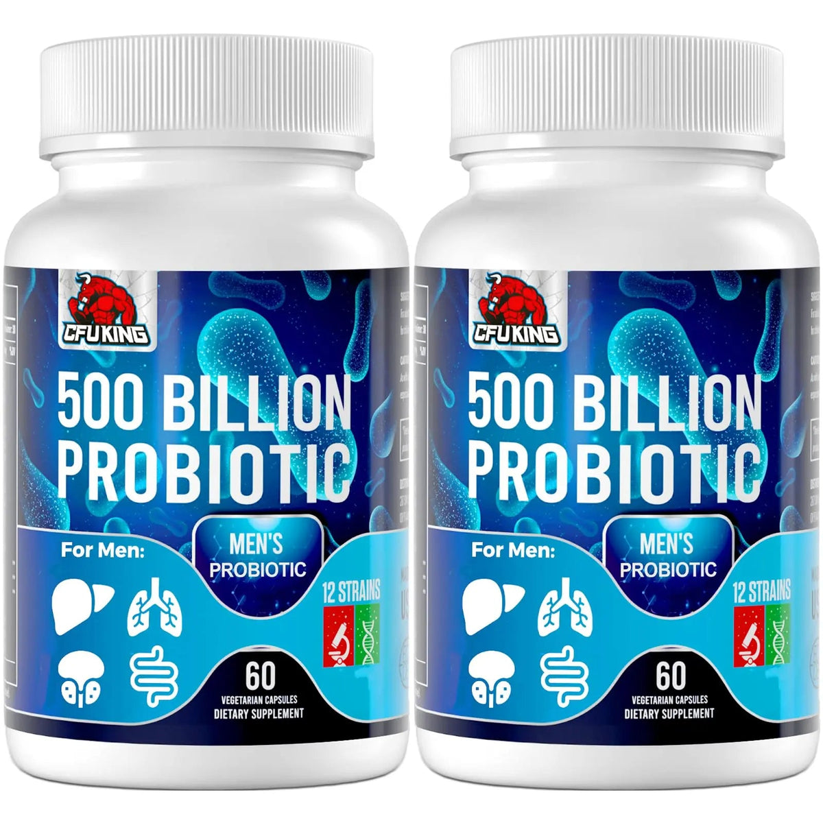 Probiotics for Men, 500 Billion CFU & 12 Mens Probiotic for Digestive Health + 4 Organic Prebiotic Fiber, for Digestive, Gut, Immune Health, Bloating, Gas, Energy Support, Shelf Stable - 120 Capsules CFUKING buy supplements Au