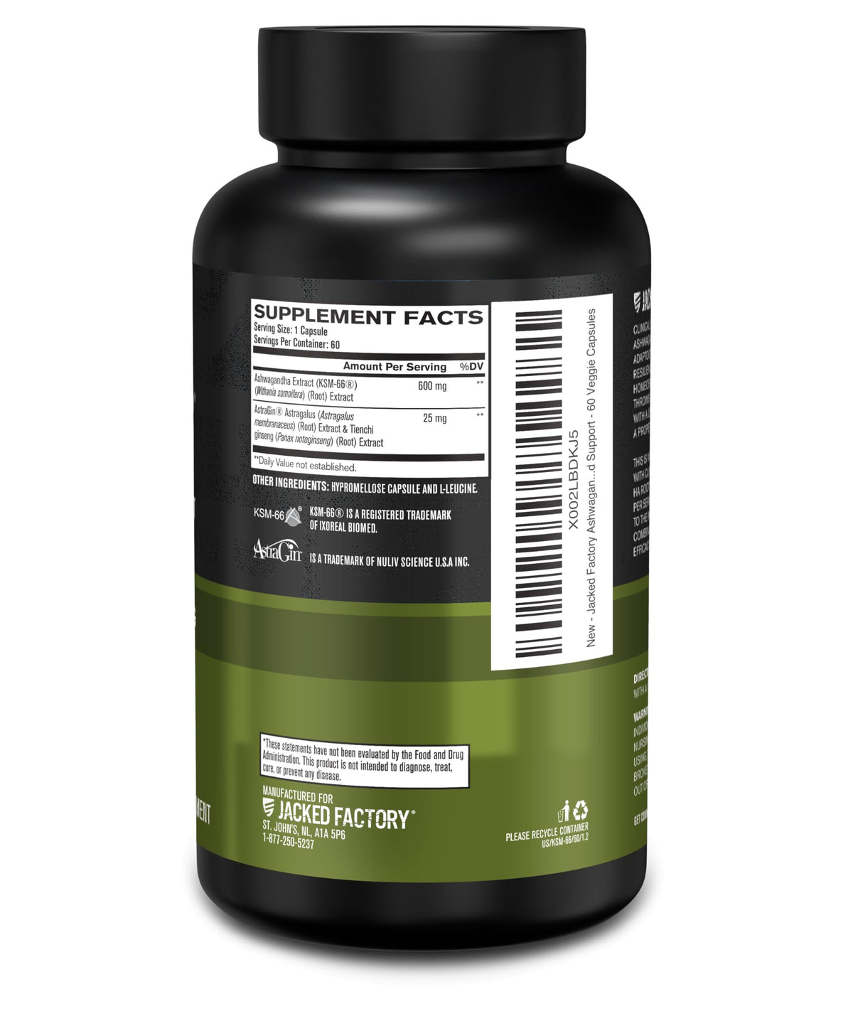 Jacked Factory Ashwagandha Root Extract (KSM-66 Ashwagandha) w/ 5% Withanolides - Supplement for Natural Stress Relief, Cognitive Function, Vitality, and Mood Support - 60 Veggie Capsules Jacked FactoryBuy Supplements Australia