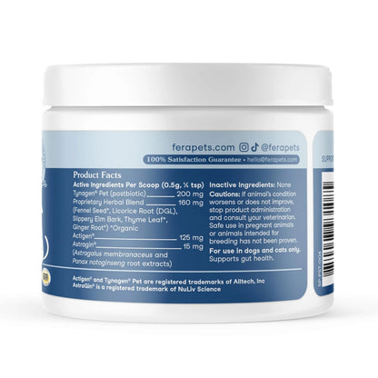 Fera Pets Postbiotics Plus Prebiotics for Dogs & Cats - with Slippery Elm - Promotes Optimal Digestive Health & Inflammatory Response - Enhances Immunity - 120 Scoops Fera PetsBuy Supplements Australia