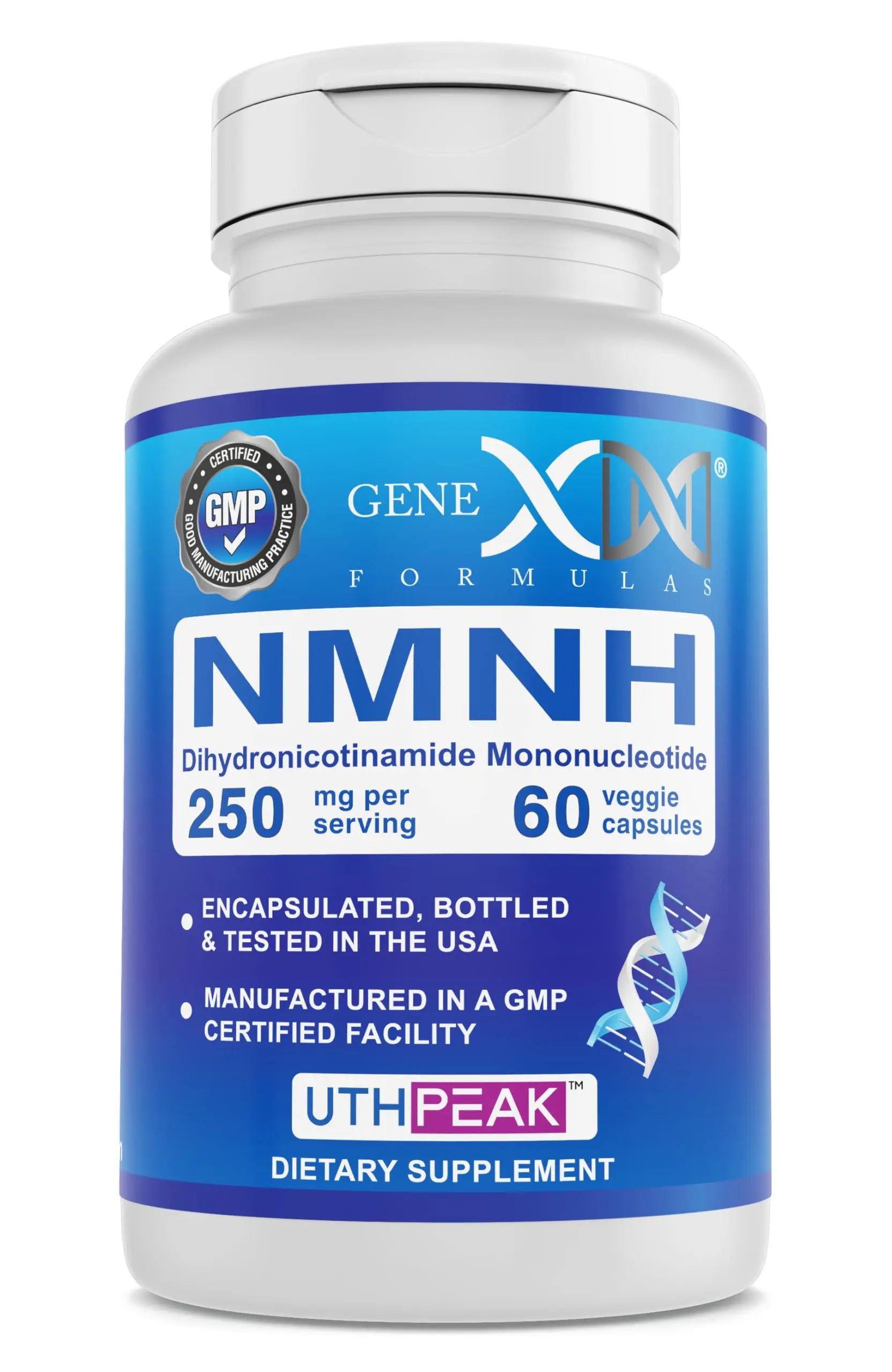 Genex Formulas 250mg NMNH (60 Capsules - 30 Servings) | Uthpeak™ NMNH (Dihydronicotinamide Mononucleotide) NAD+ Precursor for Healthy Aging - Non-GMO, Gluten-Free, Vegetarian Genex FormulasBuy Supplements Australia