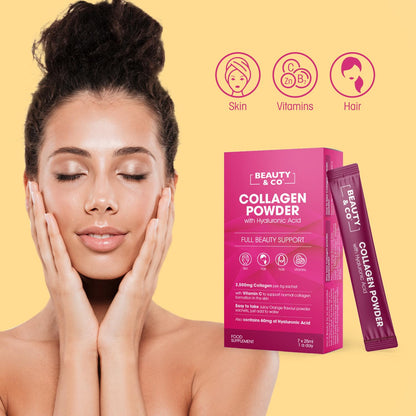 Collagen 2500mg Powder Supplement Boosted with Vitamin C and Hyaluronic Acid (Bovine) Beauty & CoBuy Supplements Australia