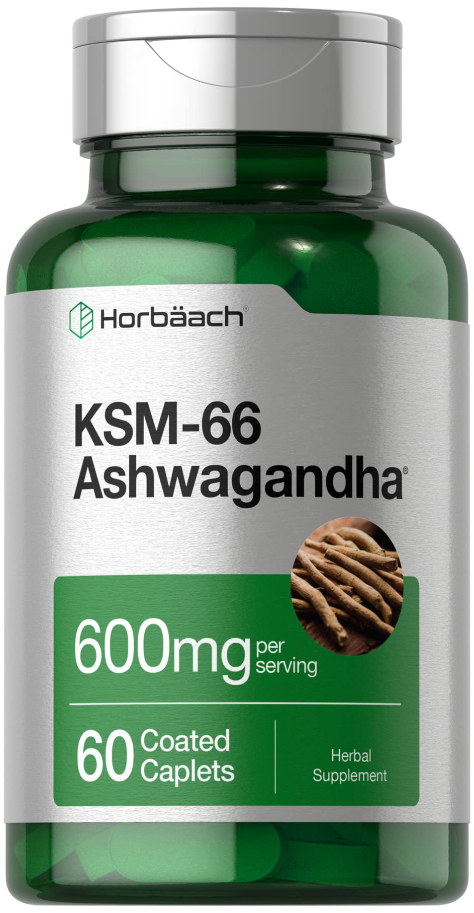 Horbäach KSM-66 Ashwagandha 600mg | with L-Theanine | 60 Coated Caplets | Vegan, Non-GMO, Gluten Free Complex Supplement HorbäachBuy Supplements Australia