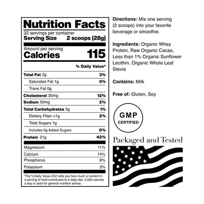 NorCal Organic Chocolate Whey Protein - 2lbs | 100% USA Grass-Fed, USDA Certified NorCal OrganicBuy Supplements Australia
