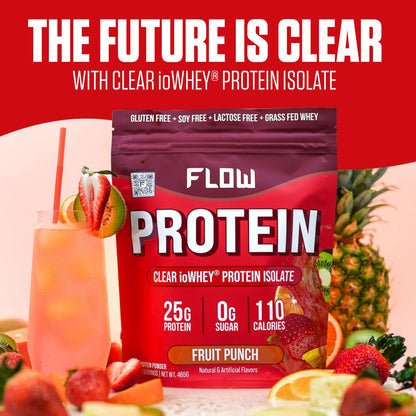 Flow Supps Clear Whey Isolate Protein Powder, Fruit Punch - 15 Servings, 25g Protein Flow SupplementsBuy Supplements Australia