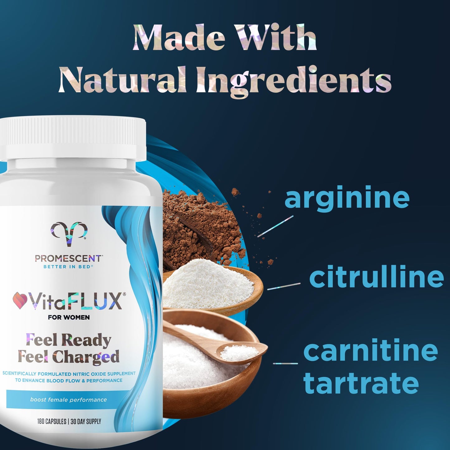 VitaFLUX Triple Power Nitric Oxide Supplement for Male Performance + VitaFLUX Women's Nitric Oxide Booster Supplement, Increase Circulation, Boost Energy & Heart Health, Performance, Stamina, Energy