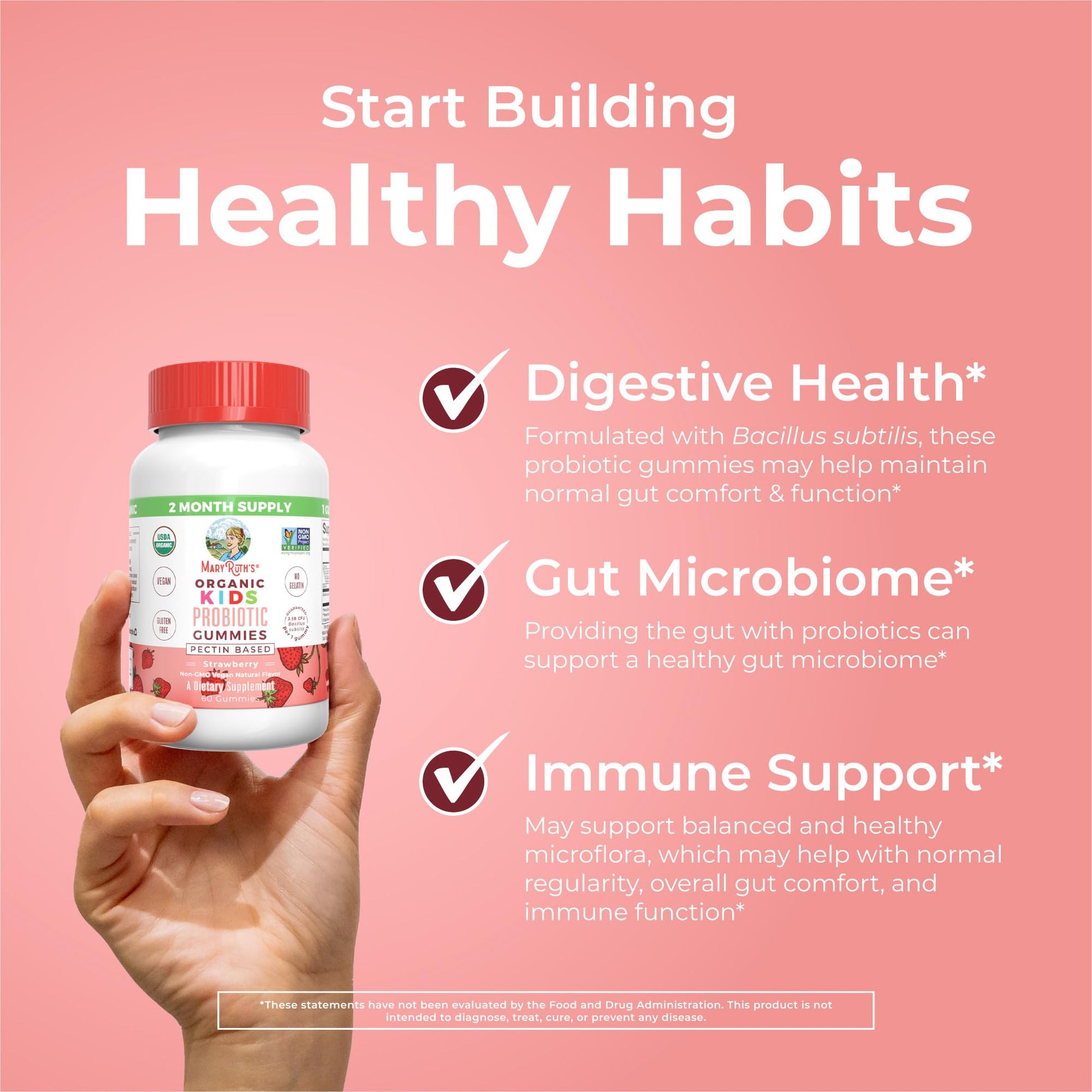 MaryRuth Organics Kids Probiotics for Digestive Health | USDA Probiotic Gummies | 2 Month Supply | Kids Probiotics | Immune Support | Gut Health Supplement | Vegan | Non-GMO | Gluten Free | 60 Count MARYRUTH'SBuy Supplements Australia
