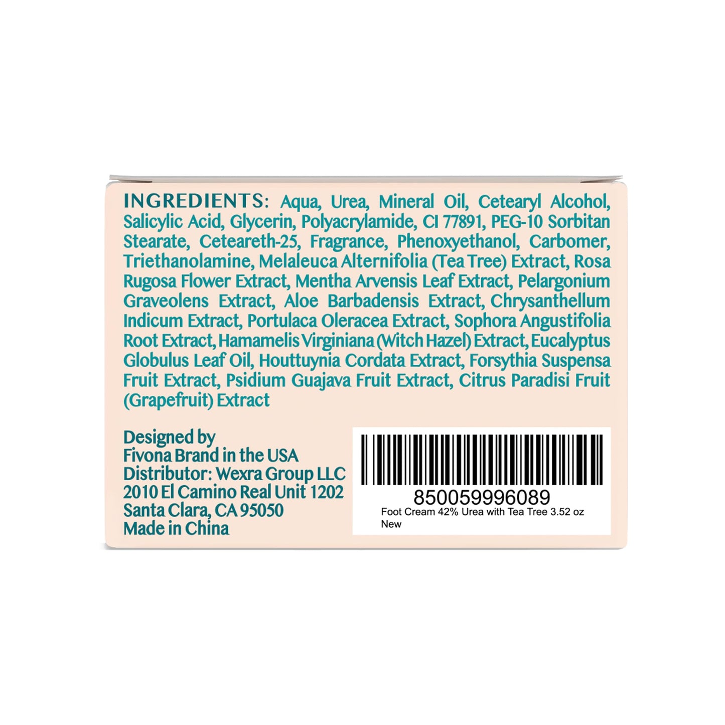 FIVONA 42% Urea Foot Cream for Thick, Rough Dry Skin - Maximum Strength Callus Softening with 2% Salicylic Acid, Tea Tree & Aloe Vera, 100g (3.5 oz) - Deep Moisturizing Foot Care FIVONA buy supplements Au