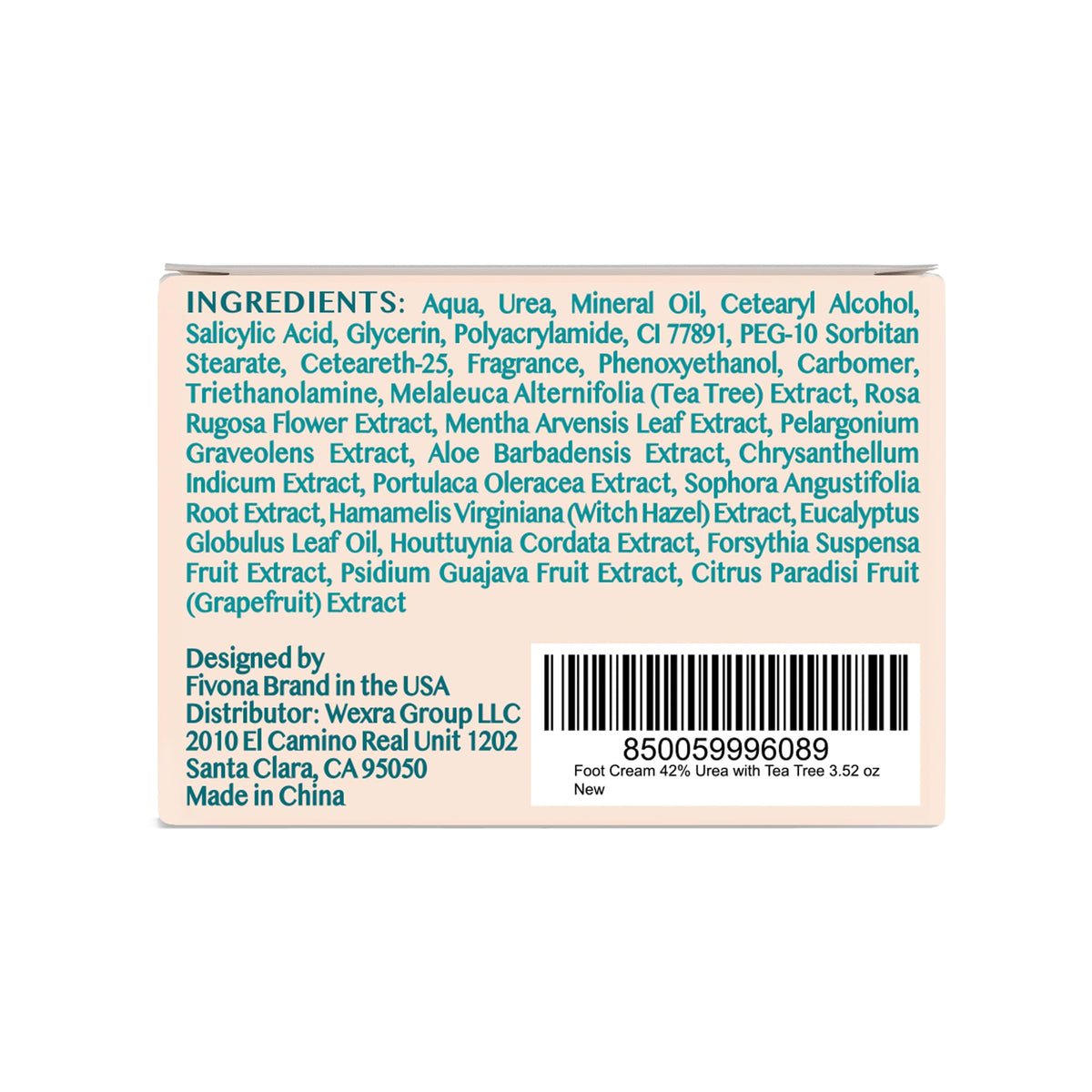 FIVONA 42% Urea Foot Cream for Thick, Rough Dry Skin - Maximum Strength Callus Softening with 2% Salicylic Acid, Tea Tree & Aloe Vera, 100g (3.5 oz) - Deep Moisturizing Foot Care FIVONA buy supplements Au