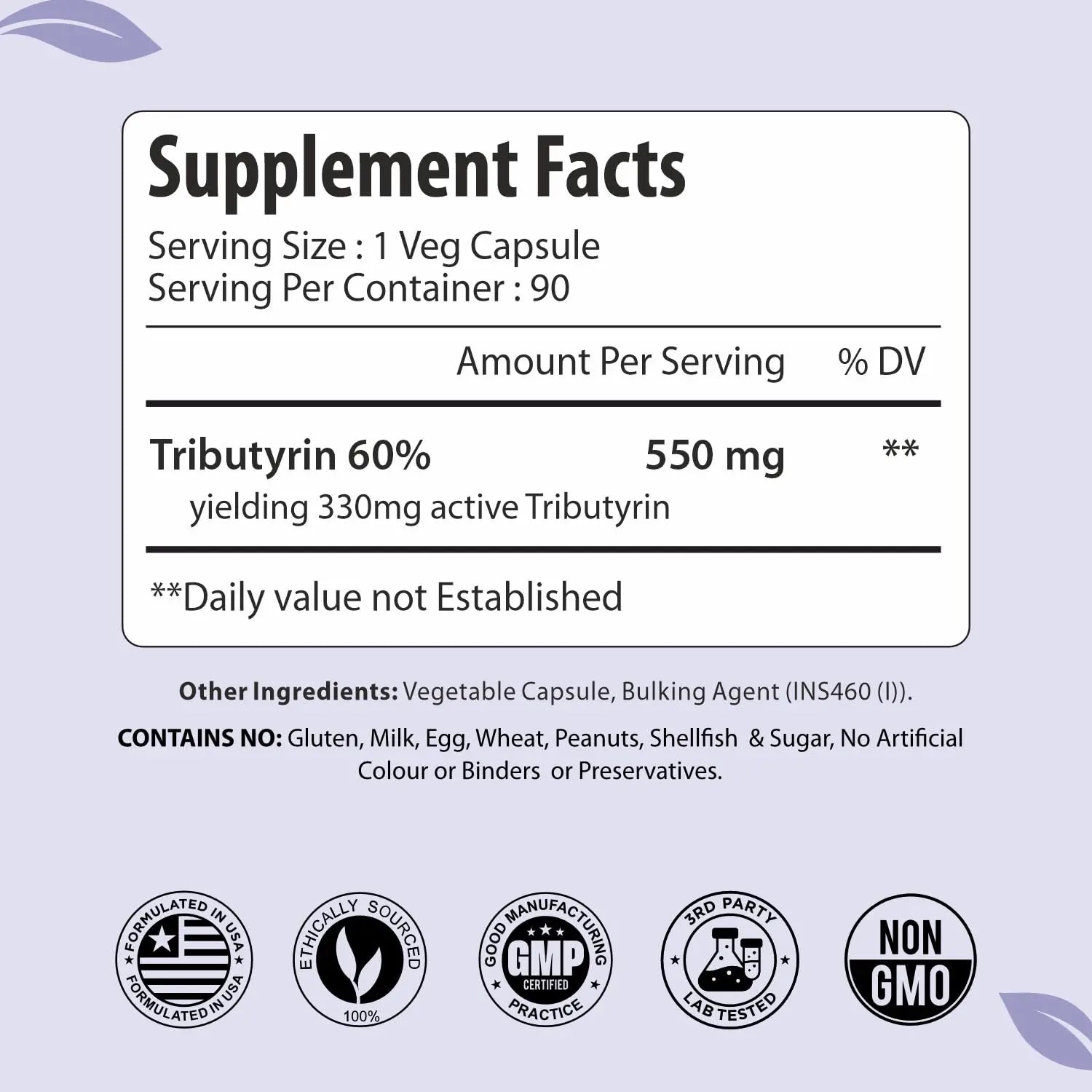 ForestVibe Tributyrin Supplement 550mg, Advanced Butyrate Form for Gut Health, 60% Standardized, More Effective Delivery Than Sodium Butyrate, 90 Capsules, Non-GMO & Gluten Free Postbiotic Supplement ForestVibeBuy Supplements Australia
