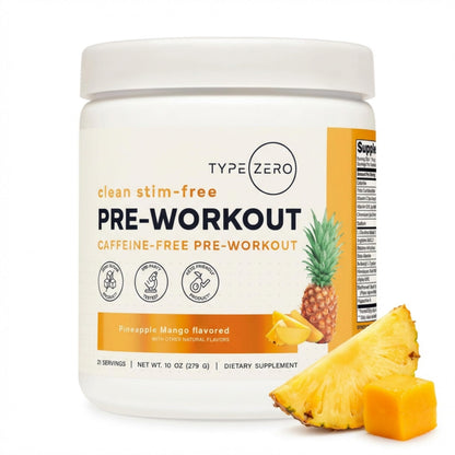 Type Zero Clean Stim Free Pre Workout Powder + Nitric Oxide Booster with L-Citrulline Malate, Arginine AKG, Beta Alanine - Caffeine & Stimulant Free - Pineapple Mango Flavor, 21 Servings Type ZeroBuy Supplements Australia