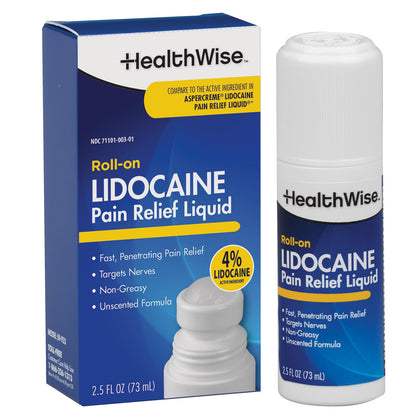 HealthWise 4% Lidocaine Roll-On | OTC Strength | Pain Relief Liquid | 2.5 oz. 73 mL | Non-Greasy, Unscented Formula | Topical Anesthetic HealthWise buy supplements Au