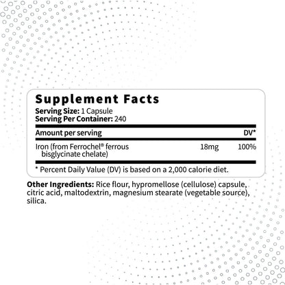 Type Zero Iron Chelate Capsules (18 MG, 240 CAPS) from Ferrochel Ferrous Bisglycinate Chelate - Non-GMO and Gluten Free Type ZeroBuy Supplements Australia
