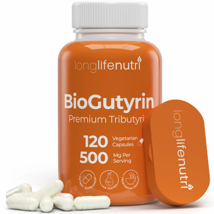 BioGutyrin – Tributyrin 500mg, Postbiotic Supplement for Gut Function & Nutrient Absorption, 120 Vegetarian Capsules, Butyric Acid for Butyrate Production, 4-Month Supply, GMP Certified, Made in USA LongLifeNutriBuy Supplements Australia