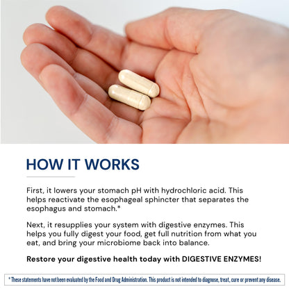 BodyHealth Digestive Enzymes Full Spectrum Digestive Support (180 caps), Betaine, Pepsin, Pancreatin BPP Loaded with Enzymes and Probiotics, Re