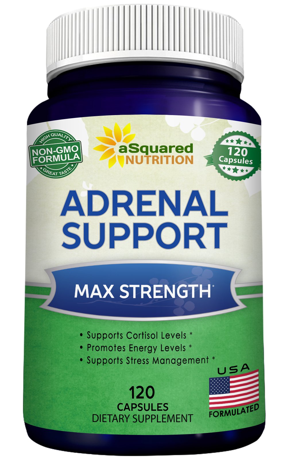 aSquared Nutrition Adrenal Support & Cortisol Manager Supplement (120 Capsules)-Adrenal Health w/Vitamin C Complex Pills to Support Fatigue & Stress Relief-Ashwagandha, L-Tyrosine, Rhodiola & Ginseng aSquared NutritionBuy Supplements Australia