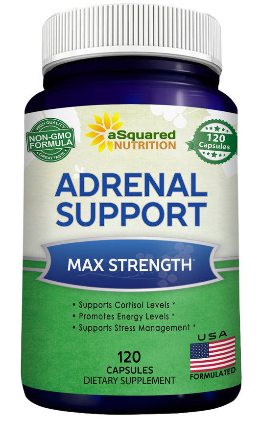 aSquared Nutrition Adrenal Support & Cortisol Manager Supplement (120 Capsules)-Adrenal Health w/Vitamin C Complex Pills to Support Fatigue & Stress Relief-Ashwagandha, L-Tyrosine, Rhodiola & Ginseng aSquared NutritionBuy Supplements Australia