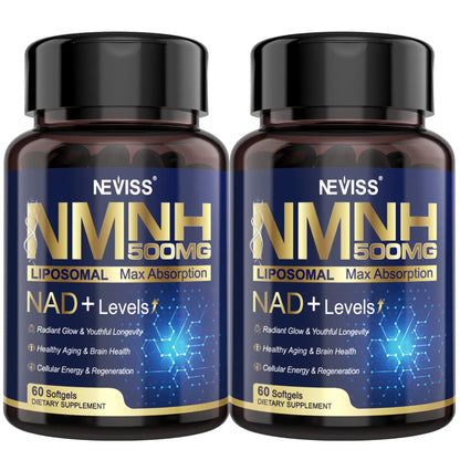 2Pack NAD+ Supplement, Next-Gen NMNH Liposomal 500mg, NR NMN Supplement Alternative, High Absorption NAD+ with Curcumin, Niacinamide for Cellular Energy, DNA Repair, Healthy Aging, 120 Softgels NEVISSBuy Supplements Australia