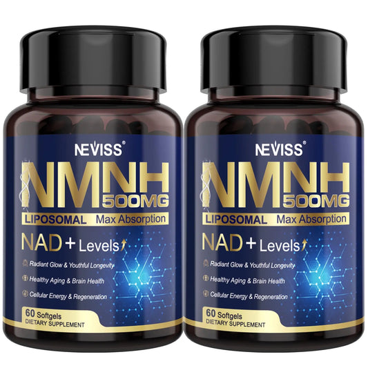 2Pack NAD+ Supplement, Next-Gen NMNH Liposomal 500mg, NR NMN Supplement Alternative, High Absorption NAD+ with Curcumin, Niacinamide for Cellular Energy, DNA Repair, Healthy Aging, 120 Softgels NEVISSBuy Supplements Australia