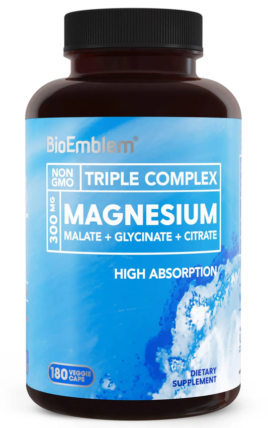 BioEmblem Triple Magnesium Complex | 300mg of Magnesium Glycinate, Malate, & Citrate for Muscles, Nerves, & Energy BioEmblem canada supplements