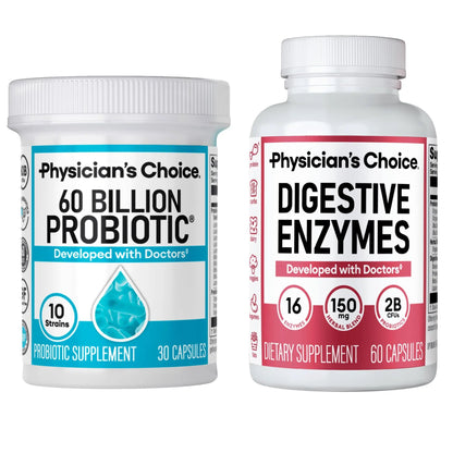 Physician's CHOICE Advanced Gut Health Bundle: 60 Billion Probiotics 30ct + Digestive Enzymes 60ct for Digestive, Gut, and Immune Health Supports Occasional Constipation, Diarrhea, Gas, and Bloating Physician's CHOICEBuy Supplements Australia