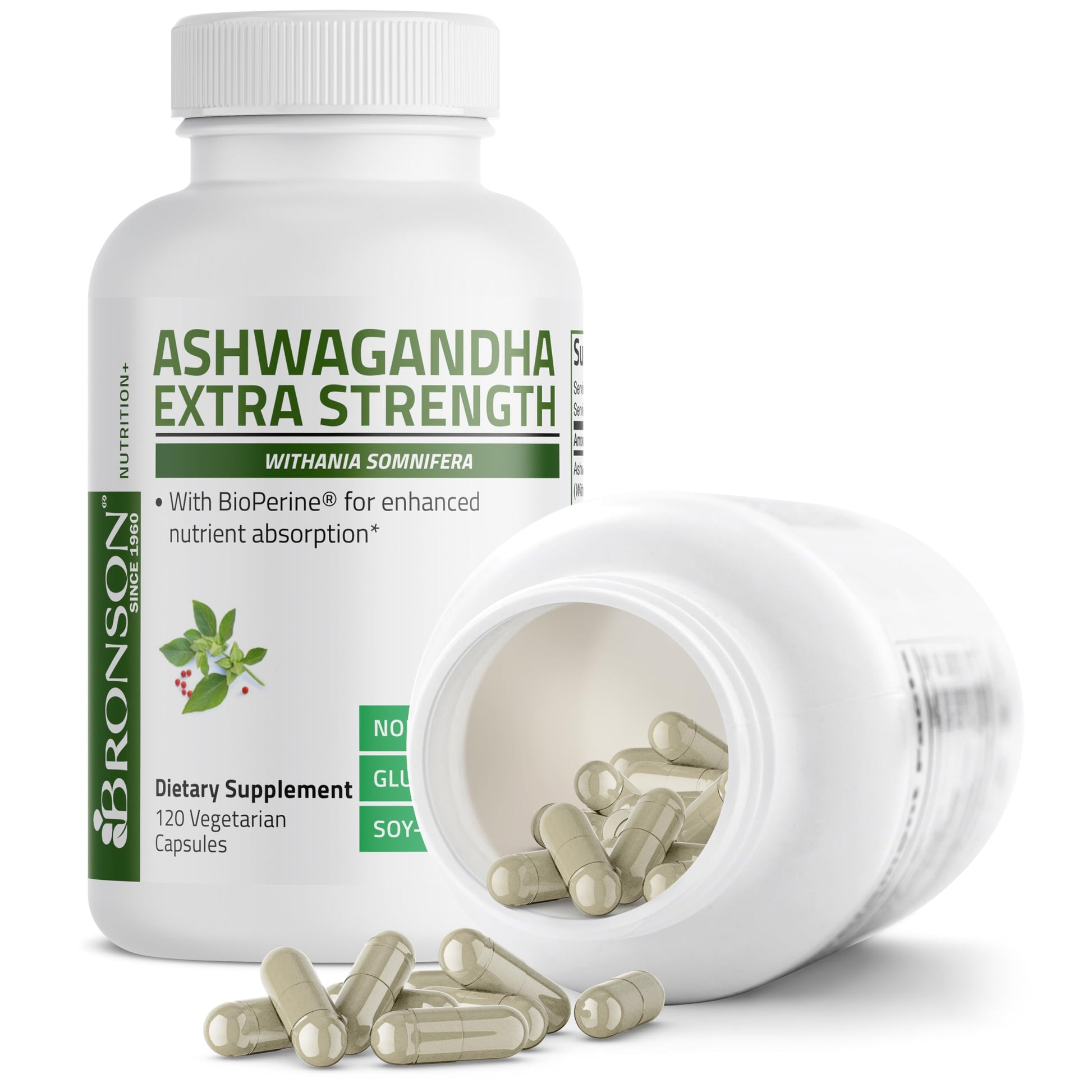 Bronson Ashwagandha Extra Strength Stress & Mood Support with BioPerine - Non GMO Formula, 120 Vegetarian Capsules BronsonBuy Supplements Australia