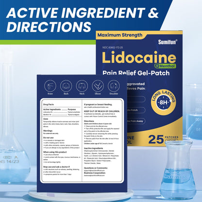 Sumifun Lidocaine Pain Relief Patches - Fast, Targeted Therapy Simple Backache, Soreness, Sprain, Joint Pain with Maximum Strength 4% Lidocaine and 1% Menthol (Large, Count, 25) SumifunBuy Supplements Australia