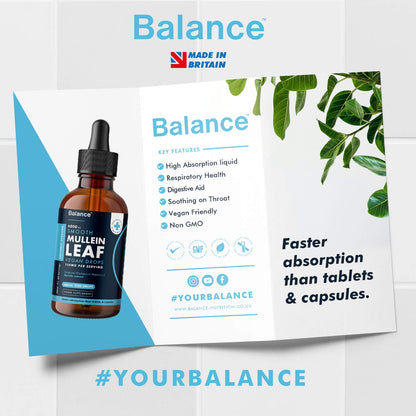 Balance Mullein Leaf Liquid Drops - 60ml for 2 Month Supply - High Strength - Vegan BalanceBuy Supplements Australia