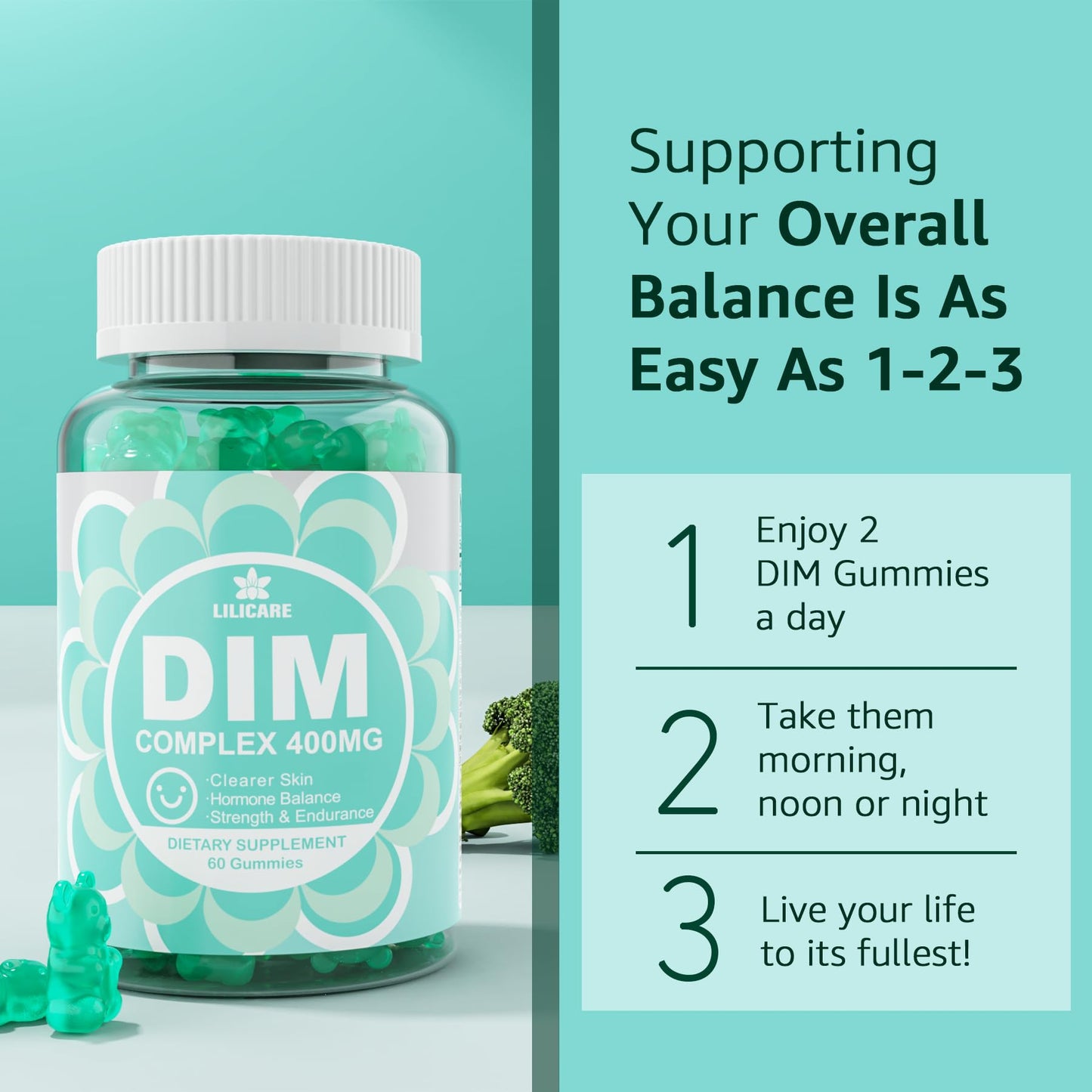 DIM Supplement Women 400mg, Estrogen Supplement for Women, Sugar Free DIM Gummies for Men & Women w/ Biotin, Flaxseed Oil, Burdock, Calendula, BioPerine for Hormone Balance, Menopause & Prostate 60Cts EnvyDealBuy Supplements Australia