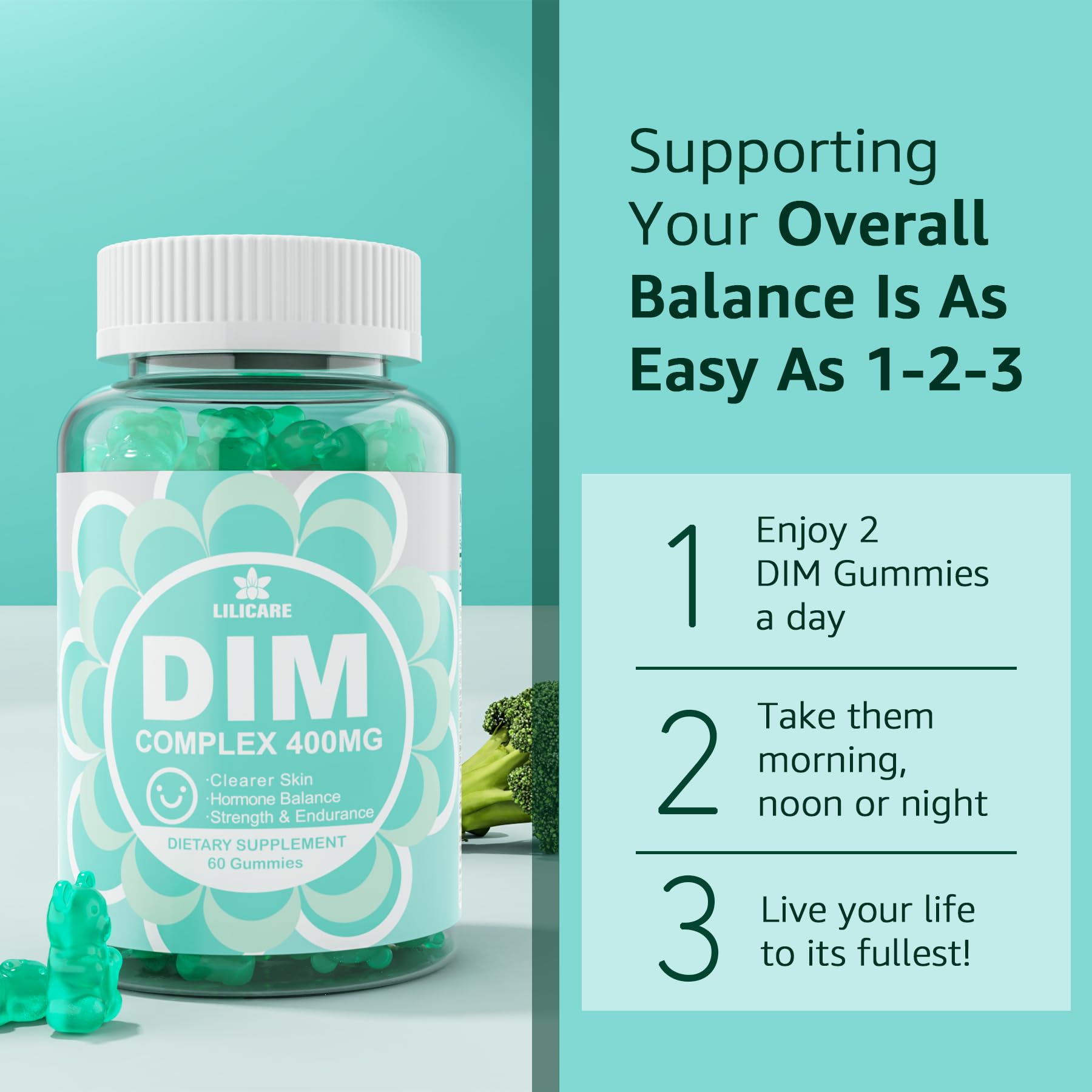 DIM Supplement Women 400mg, Estrogen Supplement for Women, Sugar Free DIM Gummies for Men & Women w/ Biotin, Flaxseed Oil, Burdock, Calendula, BioPerine for Hormone Balance, Menopause & Prostate 60Cts EnvyDealBuy Supplements Australia