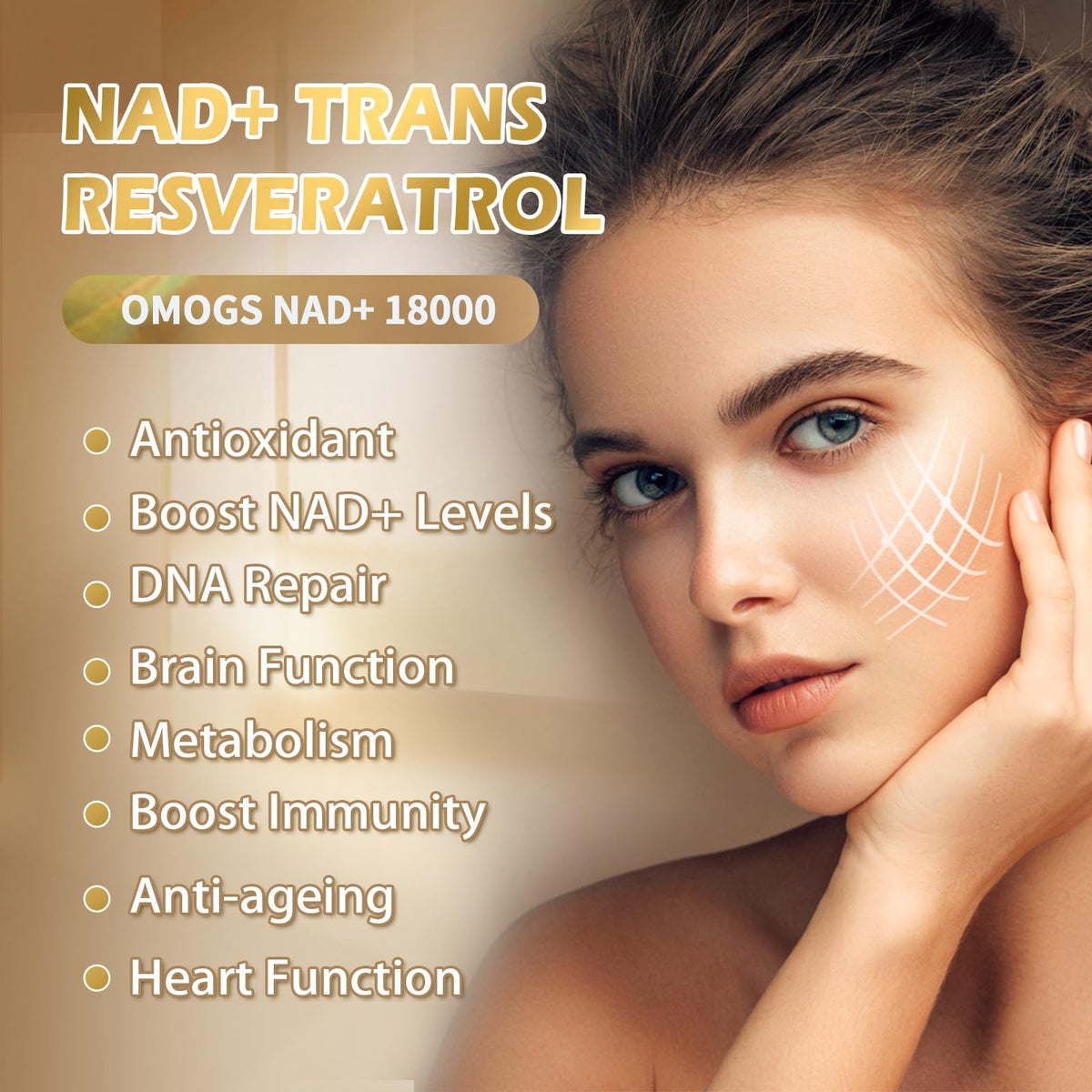 OMOGS NAD+ 300 mg + Trans-Resveratrol 200 mg, Pure NAD Supplement, Max Absorption, Boosting Supplement for DNA Repair, Healthy Aging, Cellular Energy & Longevity, 60 Capsules OMOGSBuy Supplements Australia