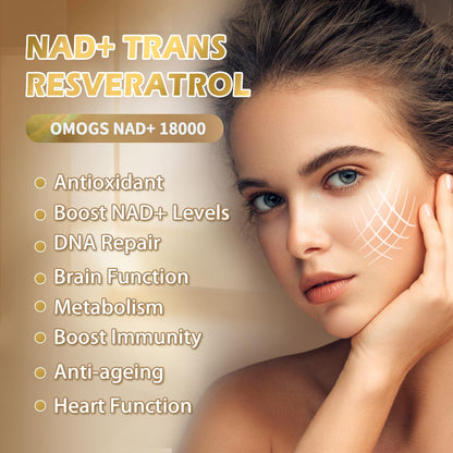 OMOGS NAD+ 300 mg + Trans-Resveratrol 200 mg, Pure NAD Supplement, Max Absorption, Boosting Supplement for DNA Repair, Healthy Aging, Cellular Energy & Longevity, 60 Capsules OMOGSBuy Supplements Australia