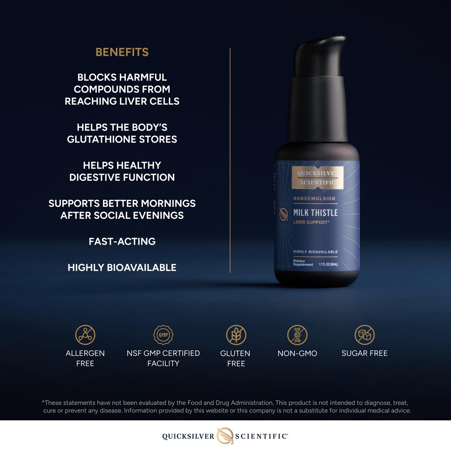 Quicksilver Scientific Nanoemulsified Milk Thistle - Silymarin Liquid with Liposome Delivery System - Immune, Detox + Liver Cleanse Support (1.7oz / 50ml) Quicksilver ScientificBuy Supplements Australia